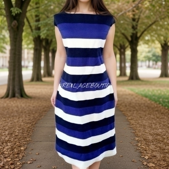 💥NWT💥 NEW YORK & CO STRIPED STRETCH DRESS SZ XL RV $84.95! - Picture 1 of 8